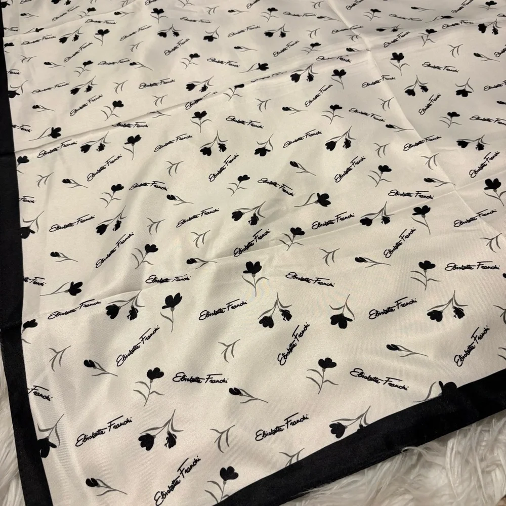 Elisabetta Franchi floral print elegant silky scarf square 35x35 in‼️LAST ONE